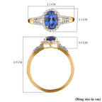 9K Yellow Gold Tanzanite & Diamond (G-H) Ring 1.57 Ct.