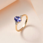 9K Yellow Gold Tanzanite & Diamond Ring 1.17 Ct