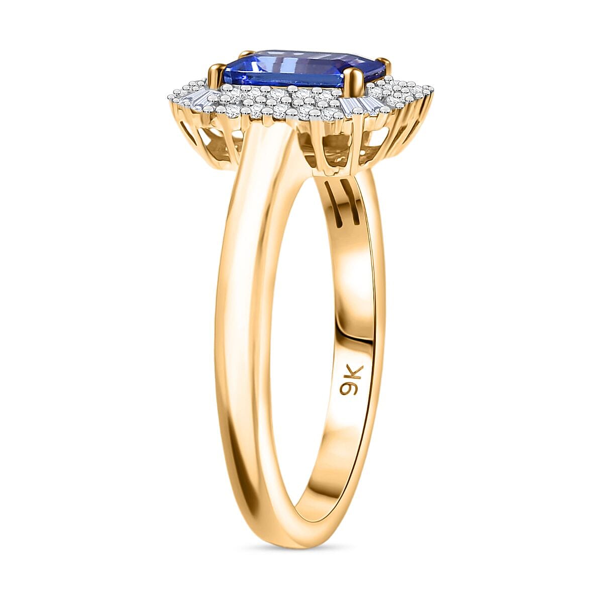 9K Yellow Gold Tanzanite, White Diamond Double Halo Ring 1.18 Ct. 8066539 3