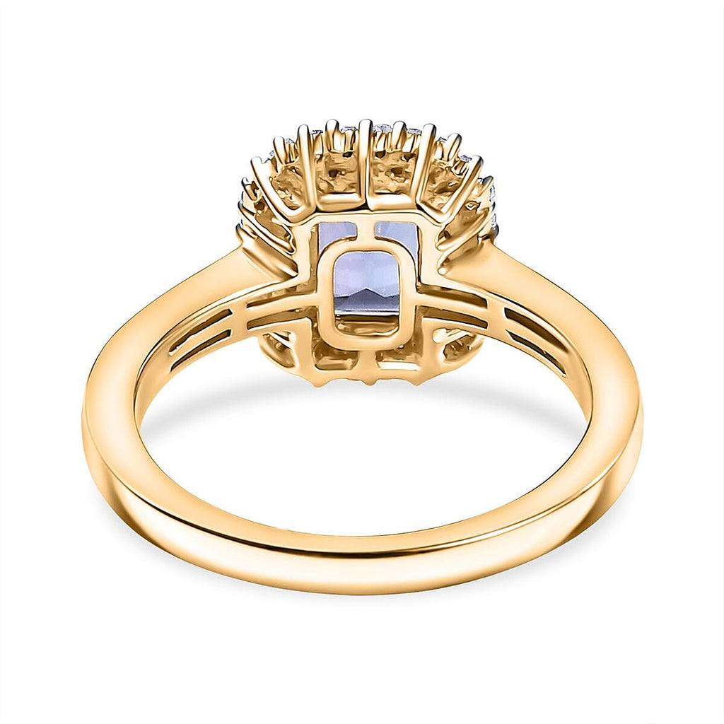 9K Yellow Gold Tanzanite & White Diamond Ring 1.18 Ct. Gold WT 3.00 Gms