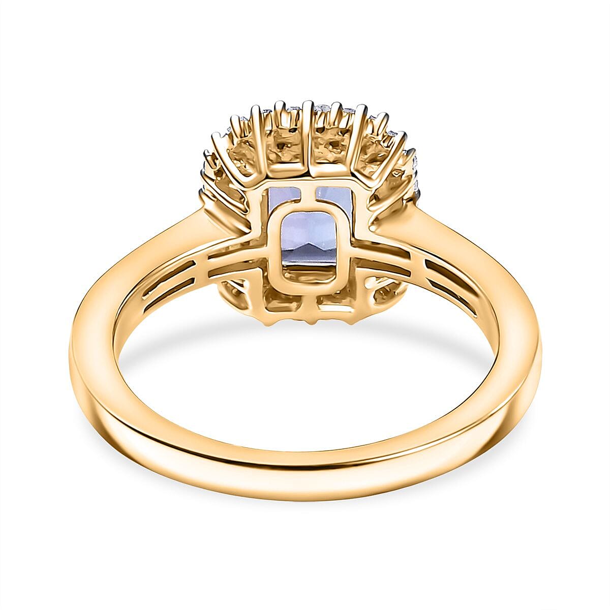 9K Yellow Gold Tanzanite, White Diamond Double Halo Ring 1.18 Ct. 8066539 4