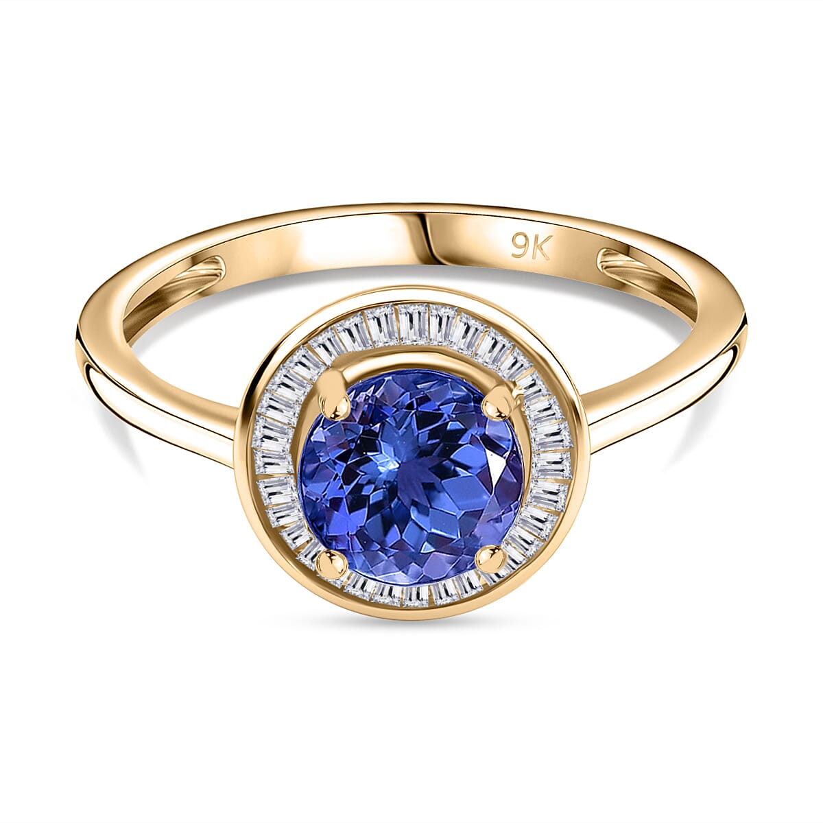 TANZANITE SPECTACULAR - 9K Yellow Gold Tanzanite, White Diamond Halo Ring 1.50 Ct. 8063910 0