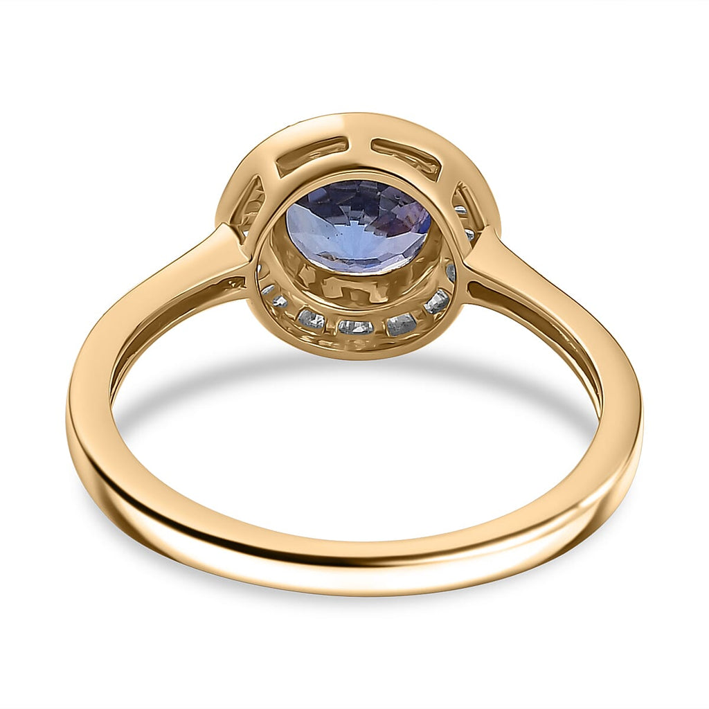 TANZANITE SPECTACULAR - 9K Yellow Gold Tanzanite & White Diamond Solitaire Ring 1.50 Ct.