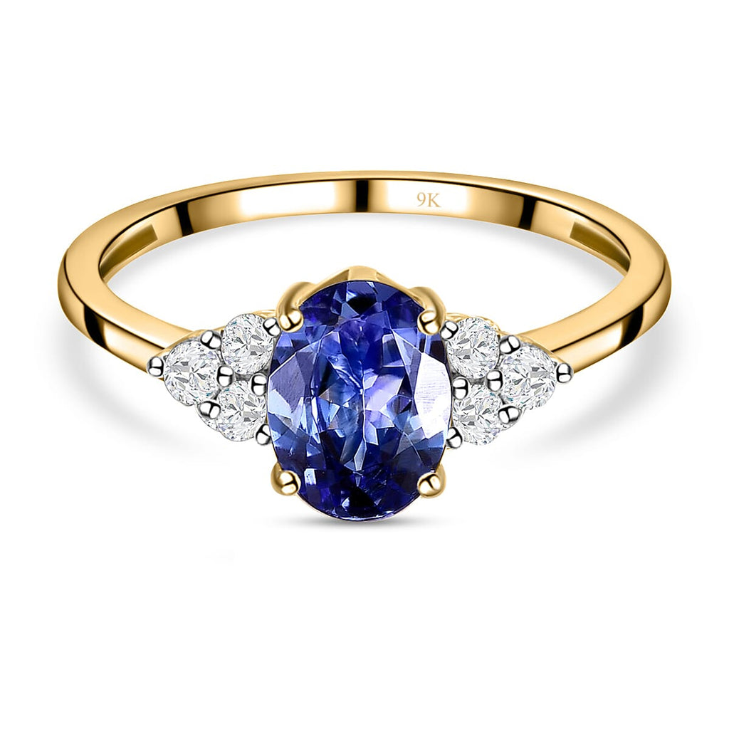 9K Yellow Gold Tanzanite and Diamond (G-H) Ring