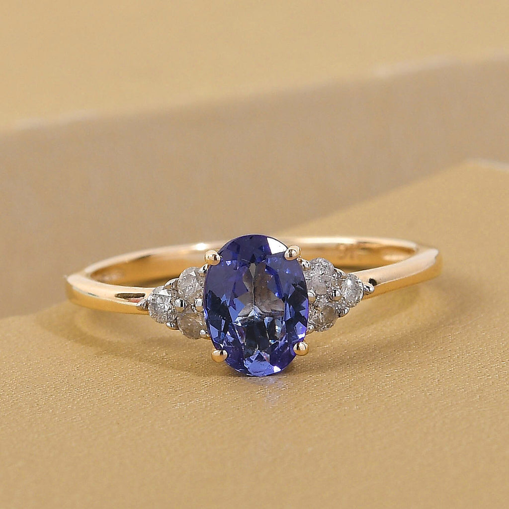 9K Yellow Gold Tanzanite and Diamond (G-H) Ring