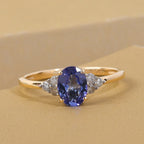9K Yellow Gold Tanzanite and Diamond (G-H) Ring