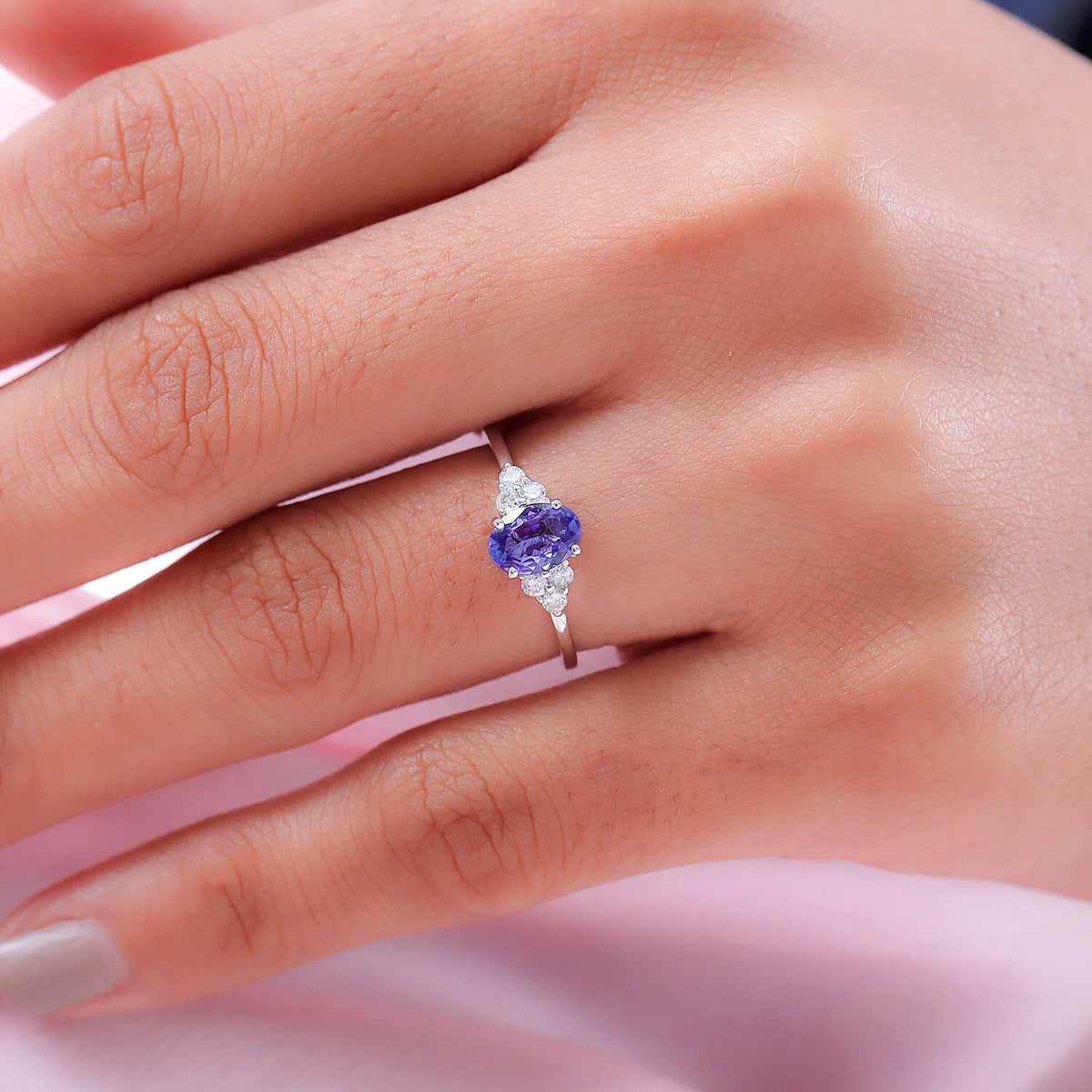 9K Yellow Gold AA Tanzanite and Diamond I3 GH Classic Trilogy Solitaire Ring 7017224 3
