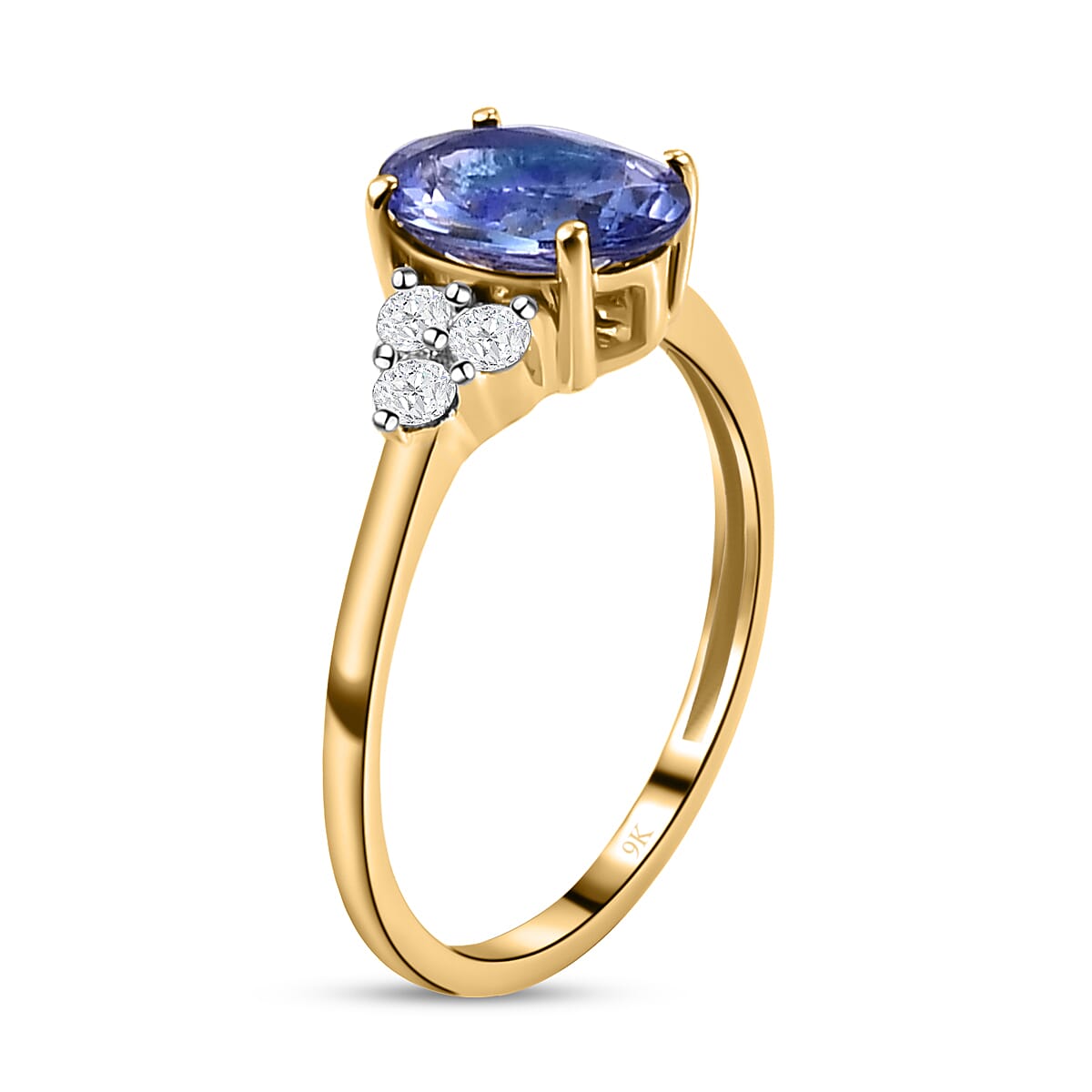 9K Yellow Gold AA Tanzanite and Diamond I3 GH Classic Trilogy Solitaire Ring 7017224 4