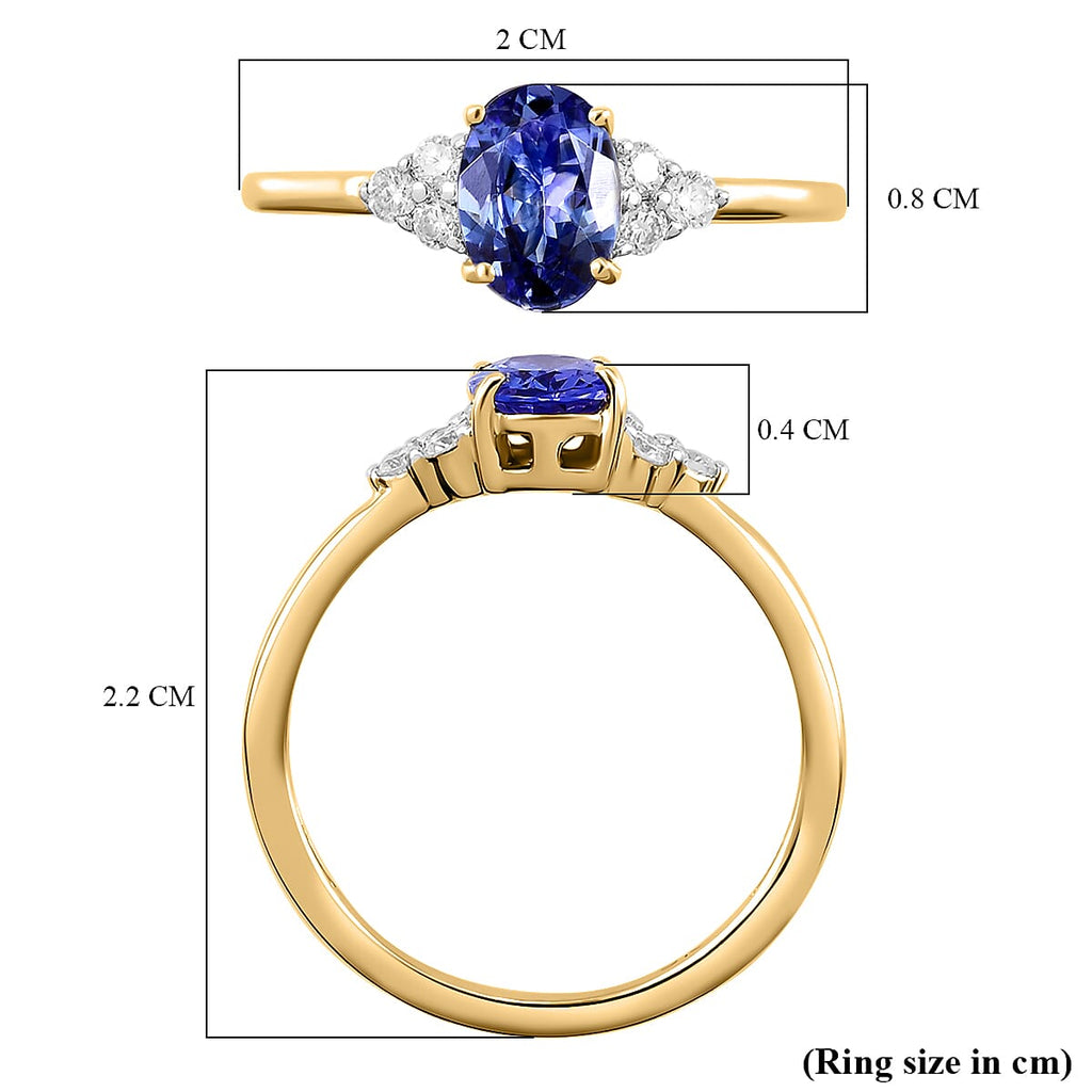 9K Yellow Gold Tanzanite and Diamond (G-H) Ring