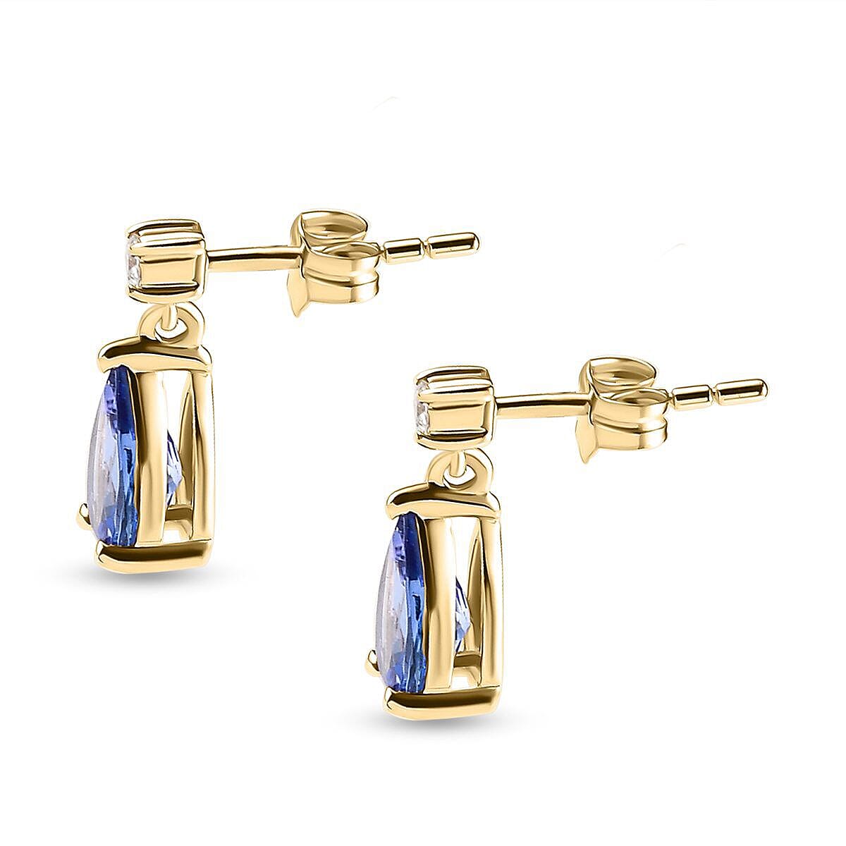 9K Yellow Gold AA Tanzanite and Diamond I3 GH Drop Earrings 1.25 Ct 7017099 4