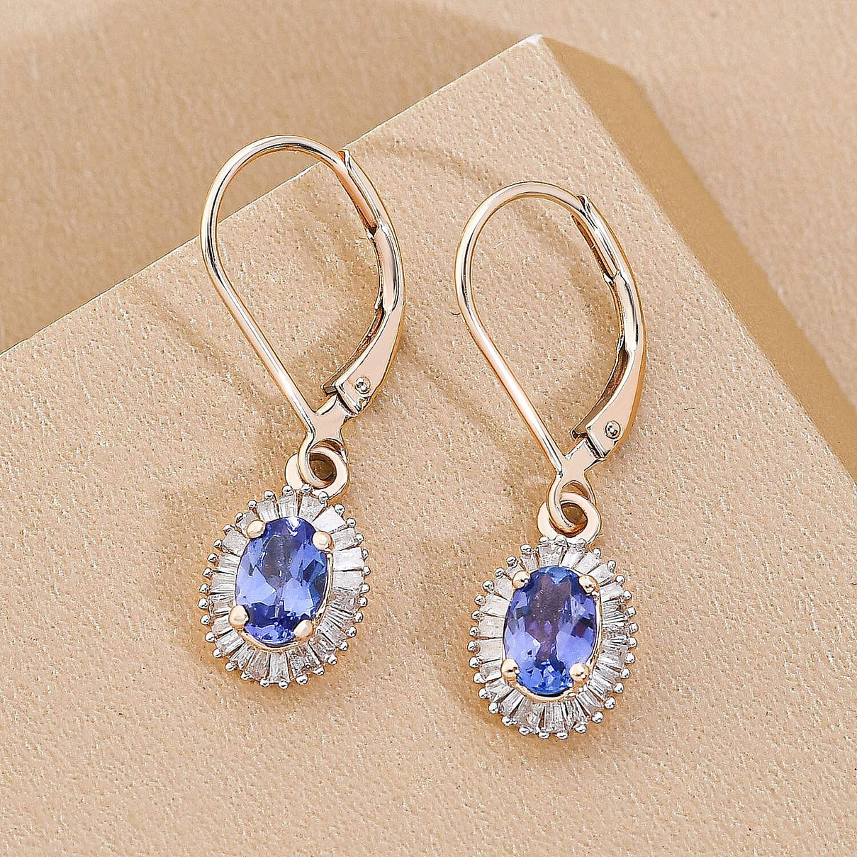 9K Yellow Gold AA Tanzanite and Diamond I3 GH Earrings 1.41 Ct 8943793 2