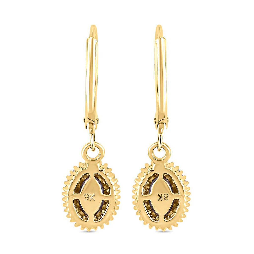 9K Yellow Gold Tanzanite and Diamond Earrings 1.45 Ct.