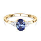 9K Yellow Gold AA Tanzanite and Moissanite Ring.