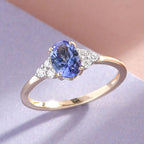 9K Yellow Gold AA Tanzanite and Moissanite Ring.