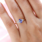 9K Yellow Gold AA Tanzanite and Moissanite Ring.