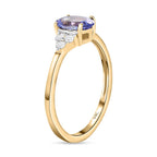 9K Yellow Gold AA Tanzanite and Moissanite Ring.