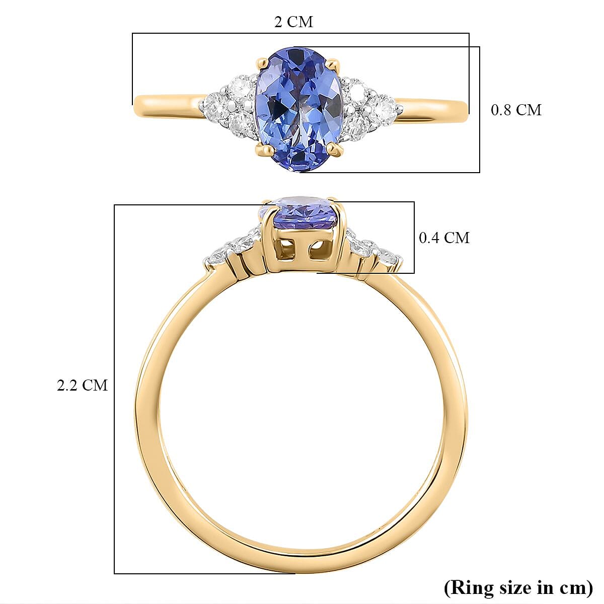 9K Yellow Gold AA Tanzanite and Moissanite Classic Solitaire Trilogy Ring 0.91 Ct 8941988 6