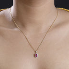 9K Yellow Gold AA Taveta Ruby, White Diamond Pendant 1.19 Ct.