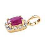 9K Yellow Gold AA Taveta Ruby, White Diamond Pendant 1.19 Ct.