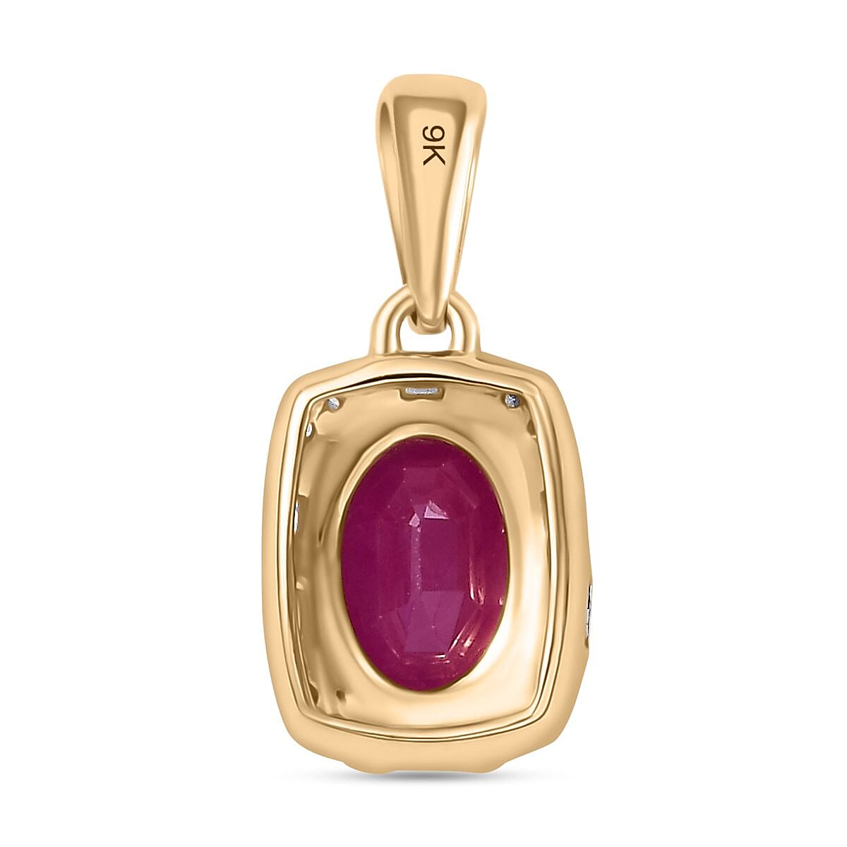 AA Taveta Ruby, White Diamond Pendant in 9K Yellow Gold 7863924 4