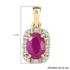 9K Yellow Gold AA Taveta Ruby, White Diamond Pendant 1.19 Ct.