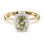 9K Yellow Gold Natural Turkizite and Diamond Halo Ring 1.76 Ct.