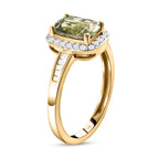 9K Yellow Gold Natural Turkizite and Diamond Halo Ring 1.76 Ct.