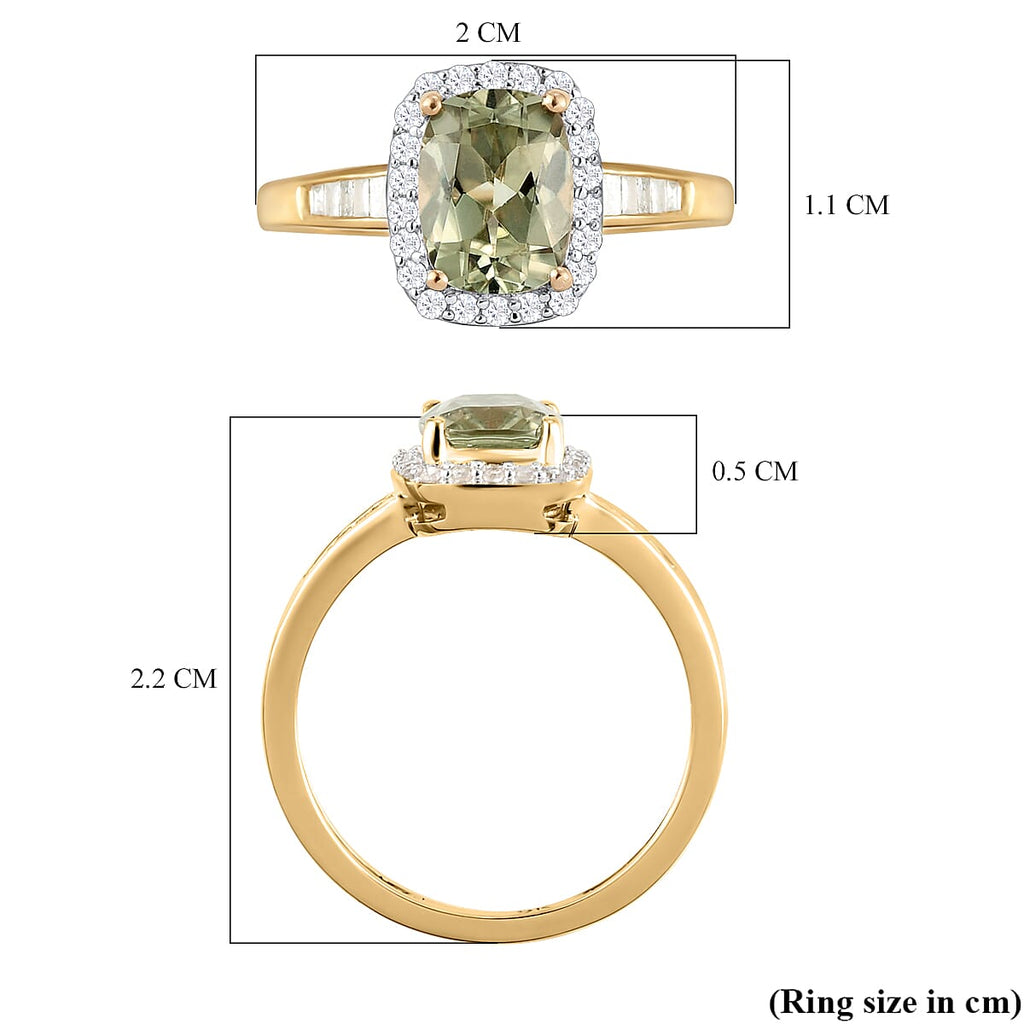 9K Yellow Gold Natural Turkizite and Diamond Halo Ring 1.76 Ct.