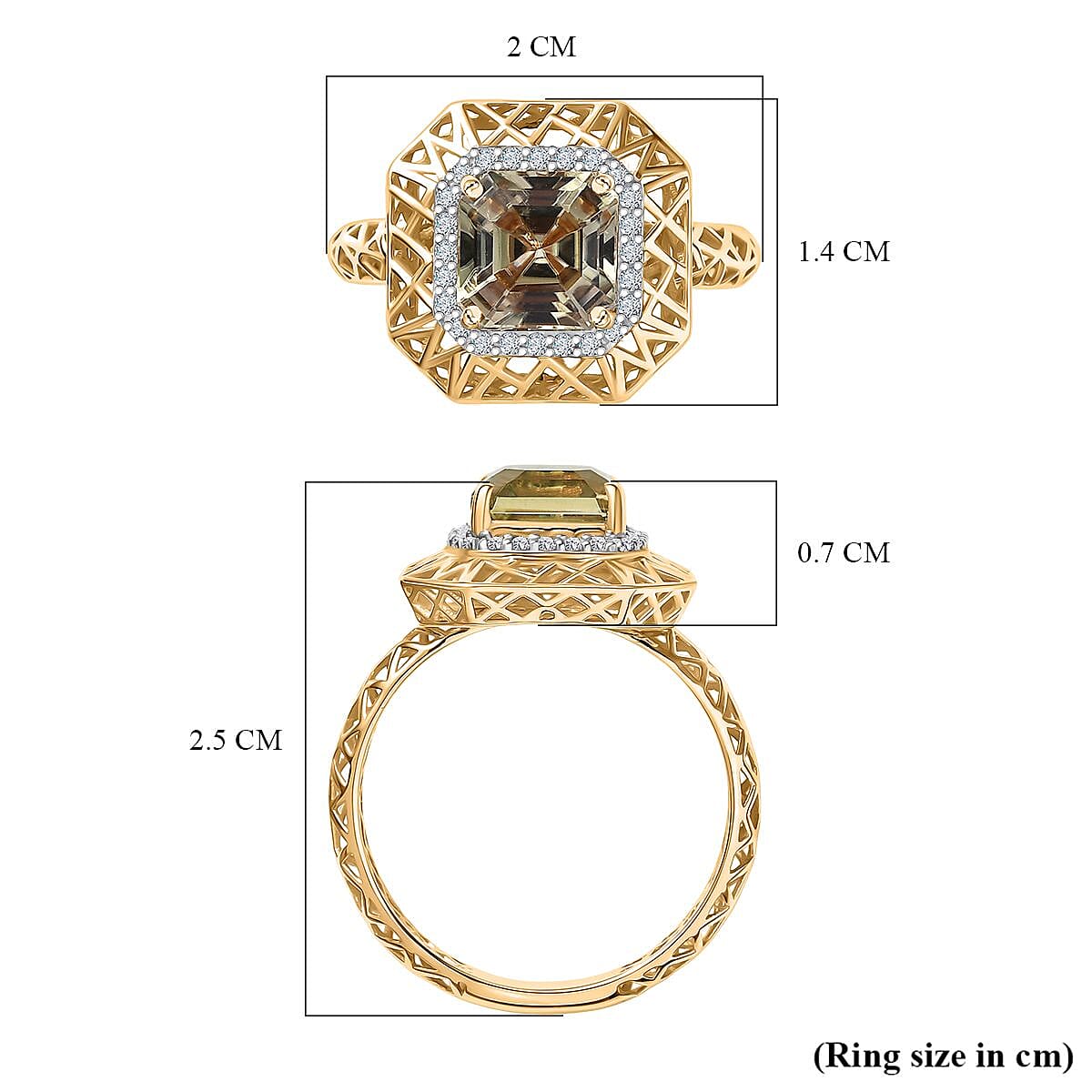 2.18 Ct. Turkizite, White Diamond Halo Ring in 9K Yellow Gold (I2-GH) 8270042 6
