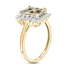 9K Yellow Gold Natural Turkizite and Diamond Halo Ring 1.41 Ct.