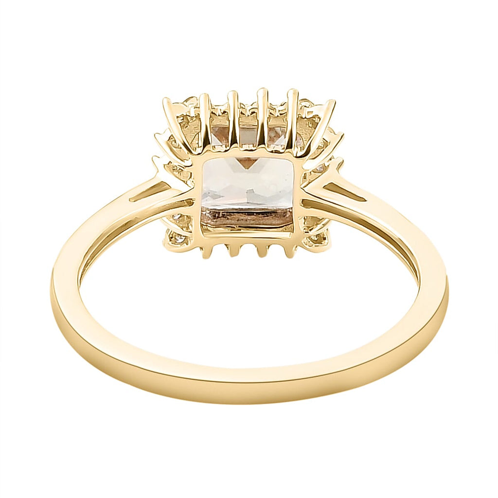 9K Yellow Gold Natural Turkizite and Diamond Halo Ring 1.41 Ct.