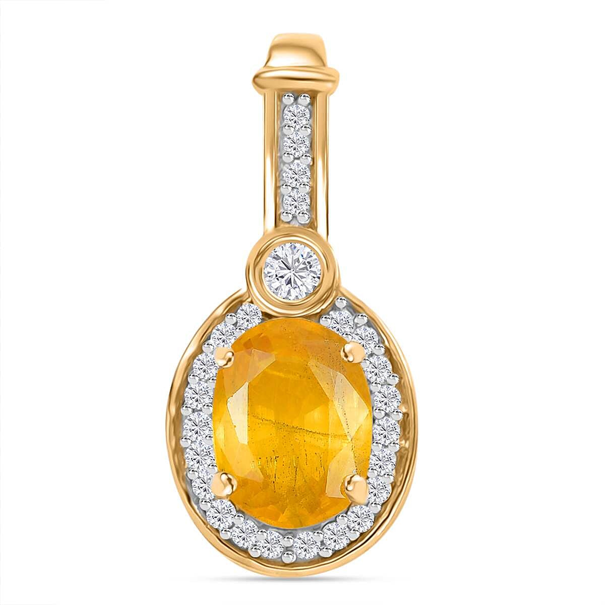 9K Yellow Gold AA Yellow Sapphire and Moissanite Halo Pendant 1.93 Ct 7863970 1