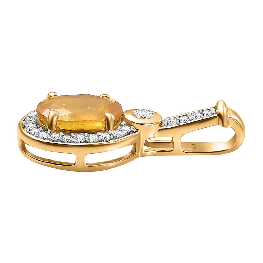 9K Yellow Gold AA Yellow Sapphire,  Moissanite Pendant 1.90 Ct