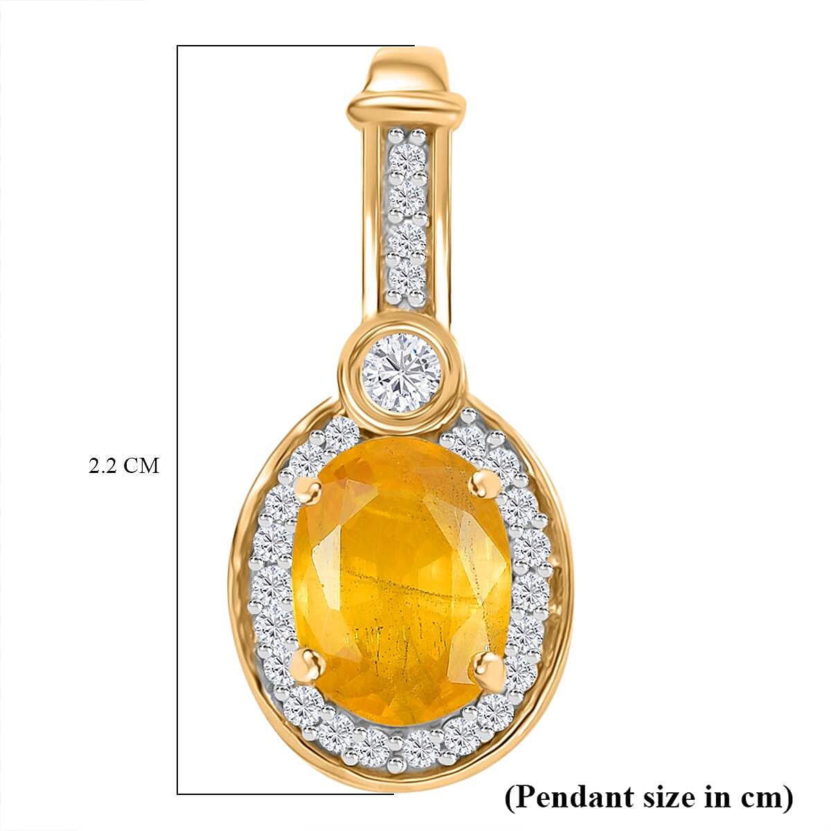 9K Yellow Gold AA Yellow Sapphire and Moissanite Halo Pendant 1.93 Ct 7863970 11