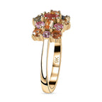 9K Yellow Gold  AA   Yellow Sapphire ,  Red Sapphire ,  Multi Sapphire  Cluster Ring 1.27 ct,  Gold Wt. 2.2 Gms  1.363  Ct.