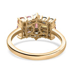 9K Yellow Gold  AA   Yellow Sapphire ,  Red Sapphire ,  Multi Sapphire  Cluster Ring 1.27 ct,  Gold Wt. 2.2 Gms  1.363  Ct.