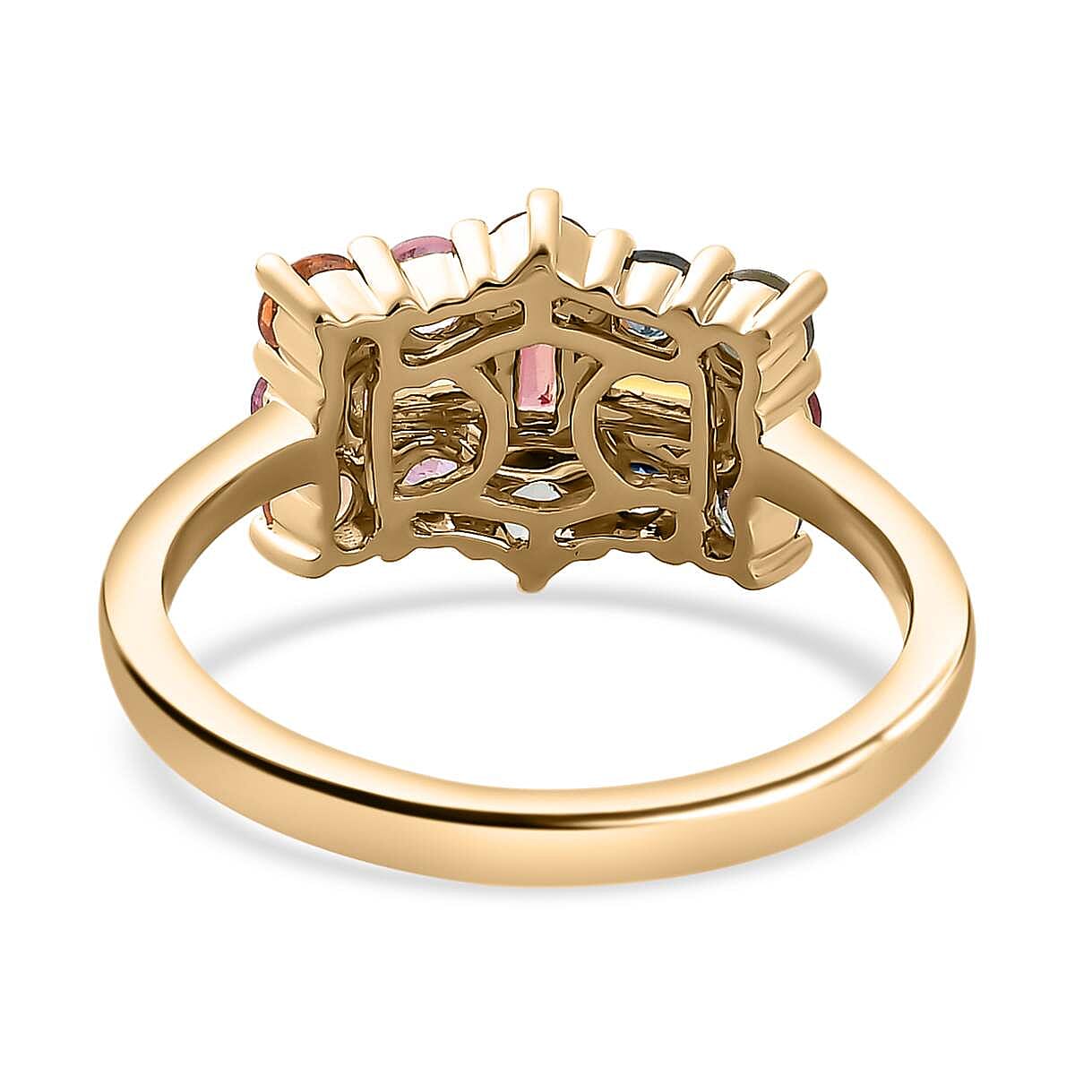 9K Yellow Gold AA Yellow Sapphire , Red Sapphire , Multi Sapphire Cluster Ring in Gold Wt. 2.2 grams, 1.363 Ct 7615859 4
