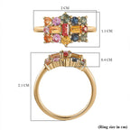 9K Yellow Gold  AA   Yellow Sapphire ,  Red Sapphire ,  Multi Sapphire  Cluster Ring 1.27 ct,  Gold Wt. 2.2 Gms  1.363  Ct.