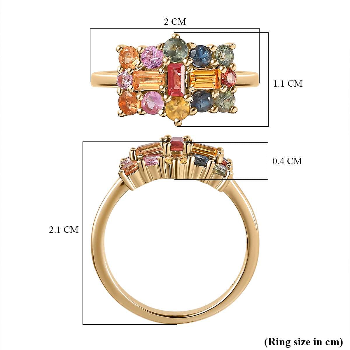 9K Yellow Gold AA Yellow Sapphire , Red Sapphire , Multi Sapphire Cluster Ring in Gold Wt. 2.2 grams, 1.363 Ct 7615859 5