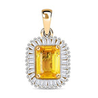 9K Yellow Gold AAA Chantaburi Yellow Sapphire & Diamond Pendant 1.33 Ct.