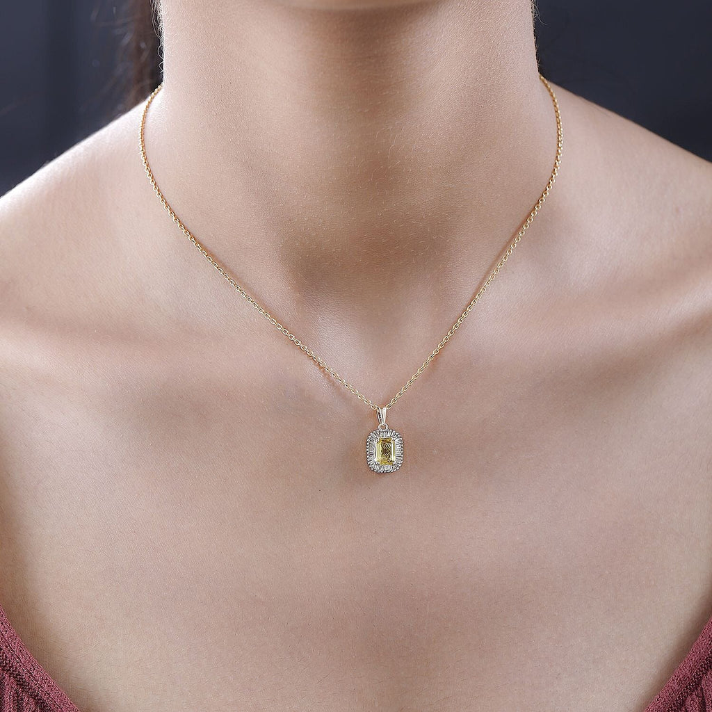 9K Yellow Gold AAA Chantaburi Yellow Sapphire & Diamond Pendant 1.33 Ct.