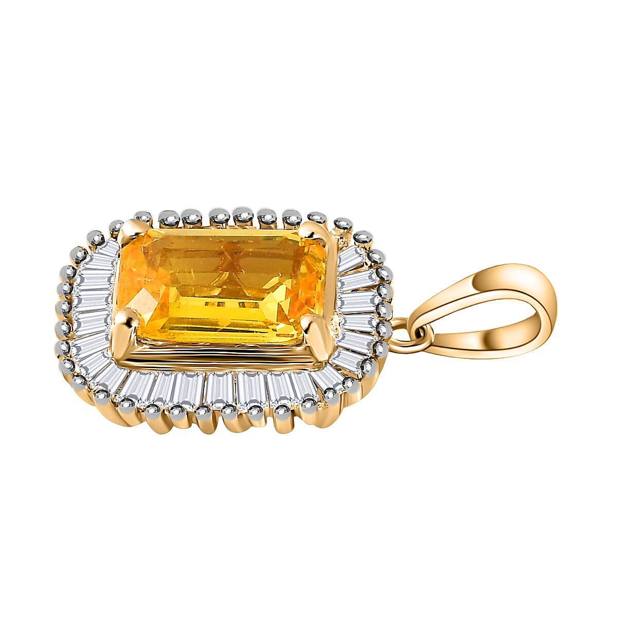 9K Yellow Gold AAA Chantaburi Yellow Sapphire &amp; Diamond Pendant 1.33 Ct. 7607294 3