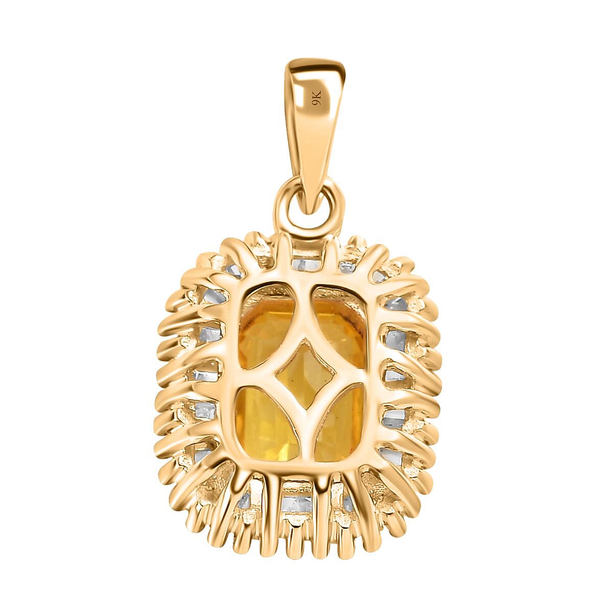 9K Yellow Gold AAA Chantaburi Yellow Sapphire &amp; Diamond Pendant 1.33 Ct. 7607294 4