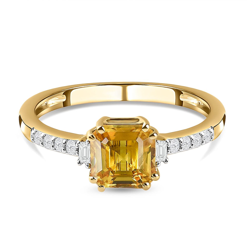 9K Yellow Gold Yellow Sapphire and Diamond Ring 1.44 Ct.