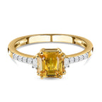 9K Yellow Gold Yellow Sapphire and Diamond Ring 1.44 Ct.