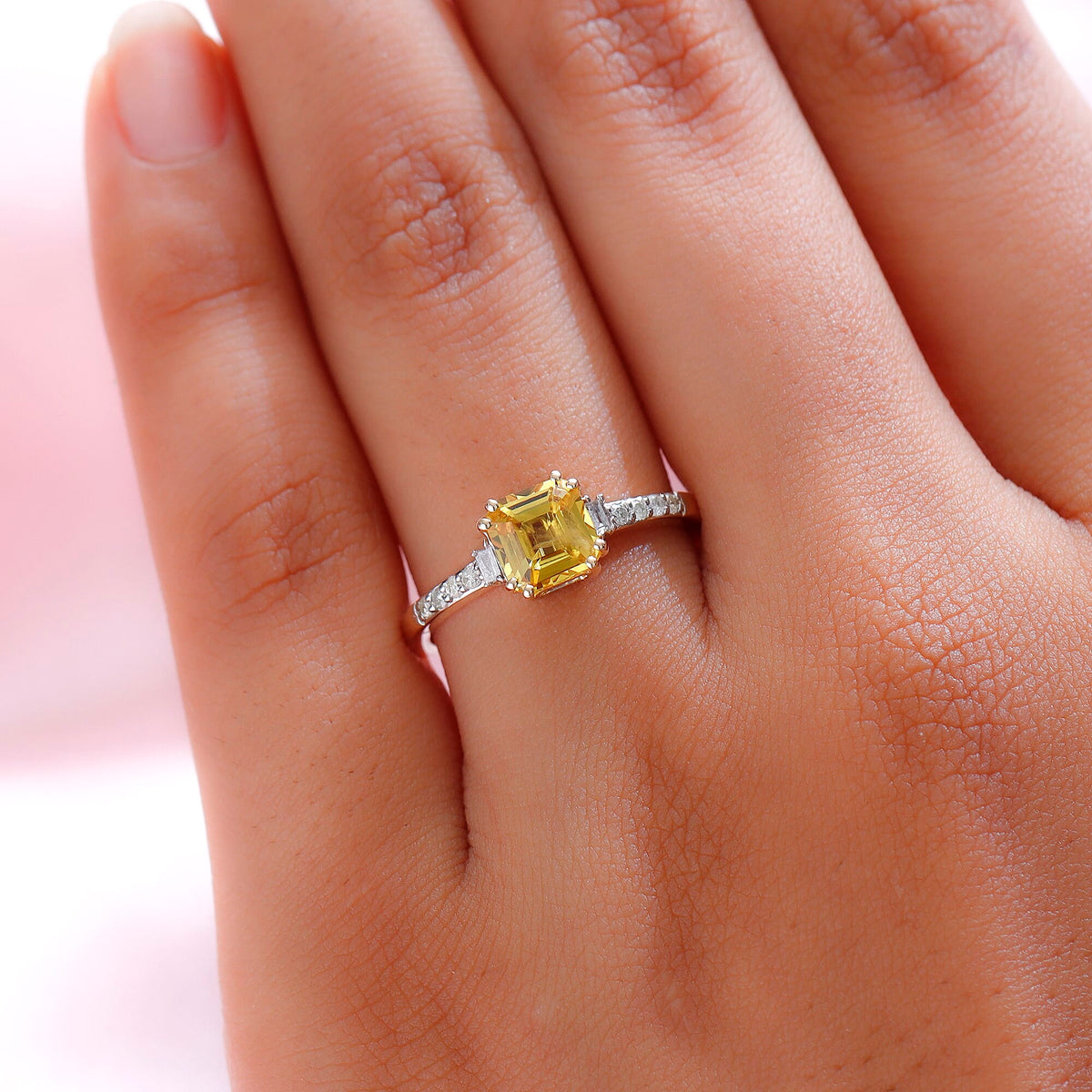 9K Yellow Gold AA Yellow Sapphire and Diamond Classic Solitaire Ring 1.44 Ct 7160009 3