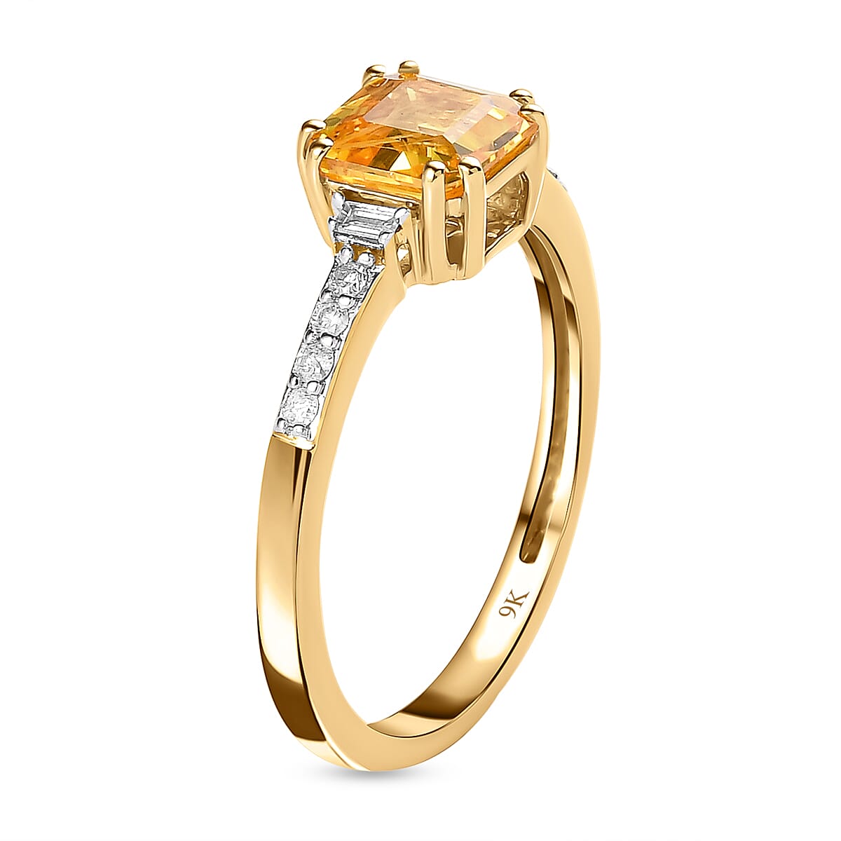 9K Yellow Gold AA Yellow Sapphire and Diamond Classic Solitaire Ring 1.44 Ct 7160009 4