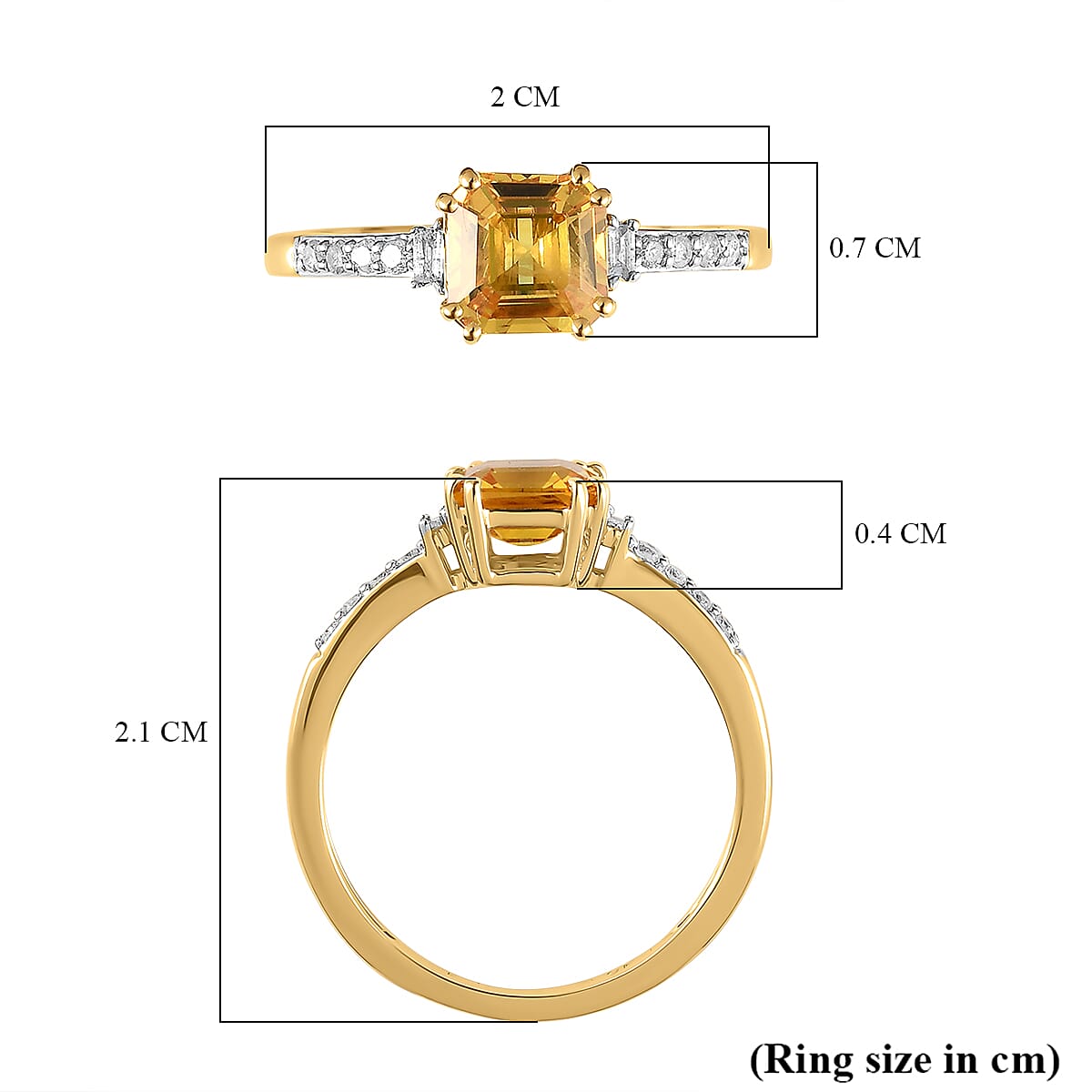 9K Yellow Gold AA Yellow Sapphire and Diamond Classic Solitaire Ring 1.44 Ct 7160009 6