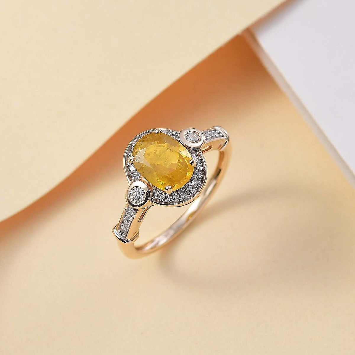 9K Yellow Gold AA Yellow Sapphire and Moissanite Halo Ring 7863938 2