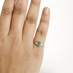 9K Yellow Gold Premium Gemfields Zambian Emerald & Lab Grown Diamond (VS-EF) Trilogy Ring 1.14 Ct.